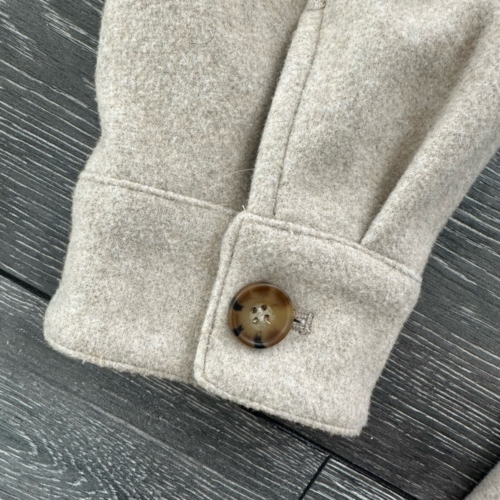 Zara Beige Belted Wool-Blend Shacket